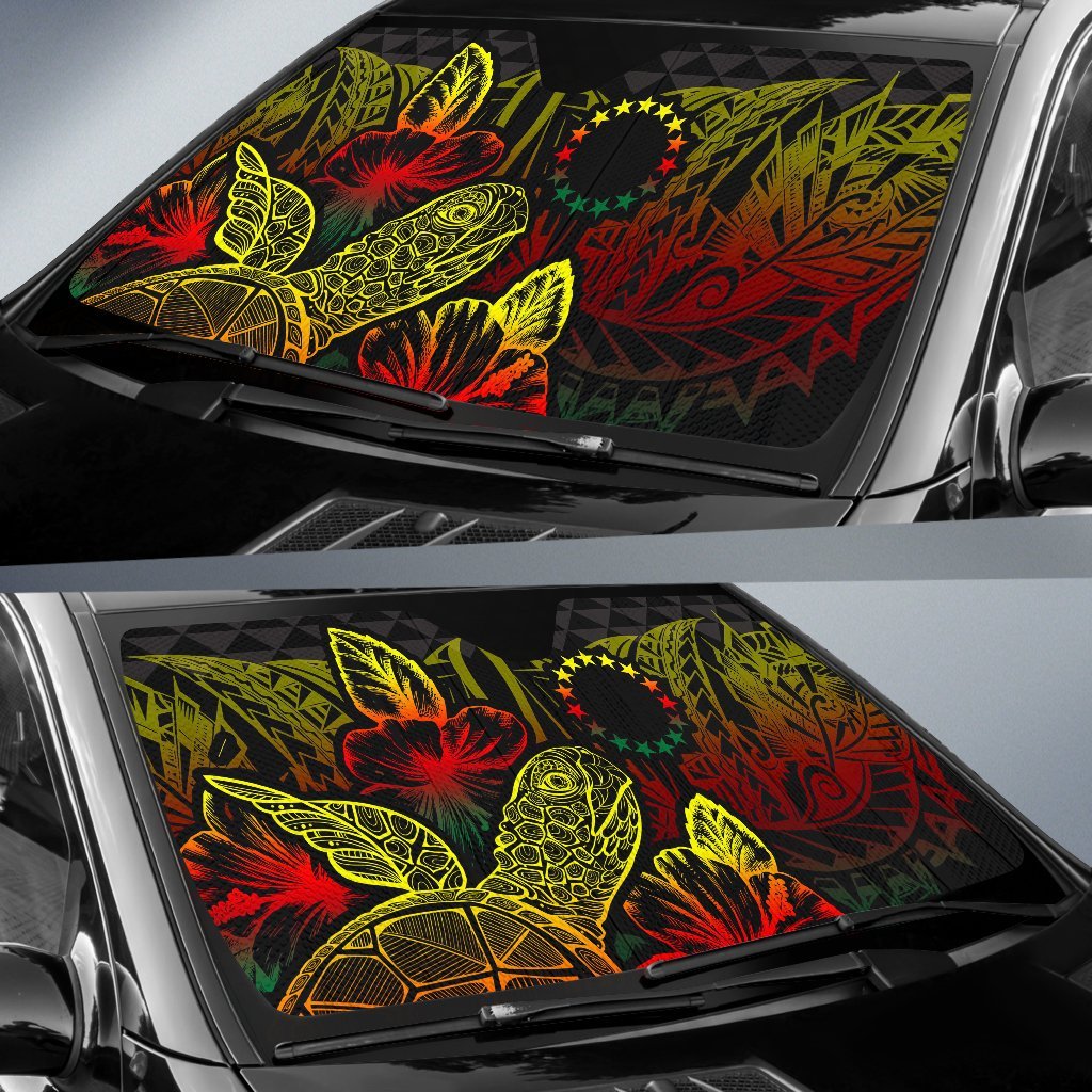 Cook Islands Auto Sun Shades Turtle Hibiscus Reggae - Polynesian Pride
