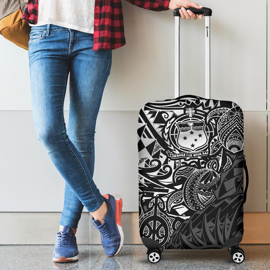 Samoa Polynesian Luggage Covers - White Turtle Flowing - Polynesian Pride