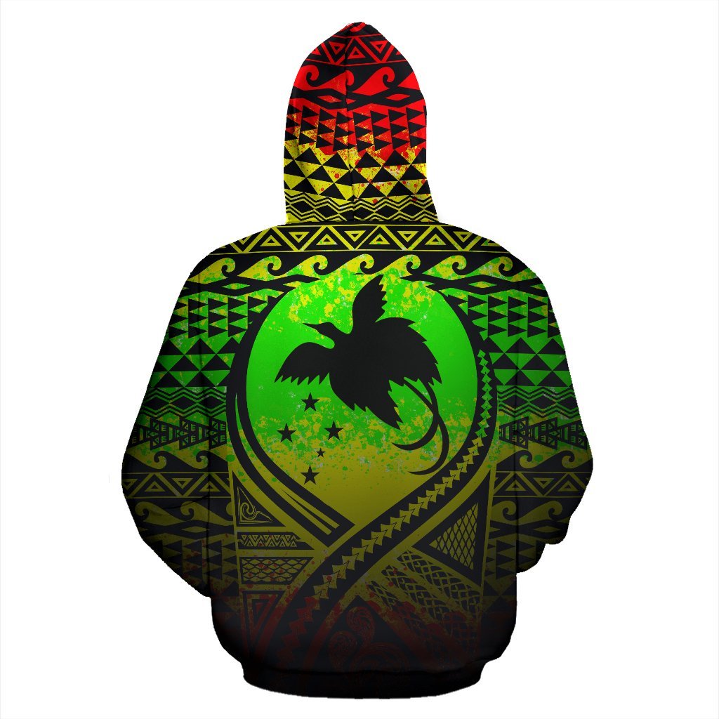 Papua New Guinea All Over Zip up Hoodie Lift up Reggae - Polynesian Pride