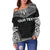 Wallis And Futuna Polynesian Chief Custom Personalised Women's Off Shoulder Sweater - Black Version - Polynesian Pride