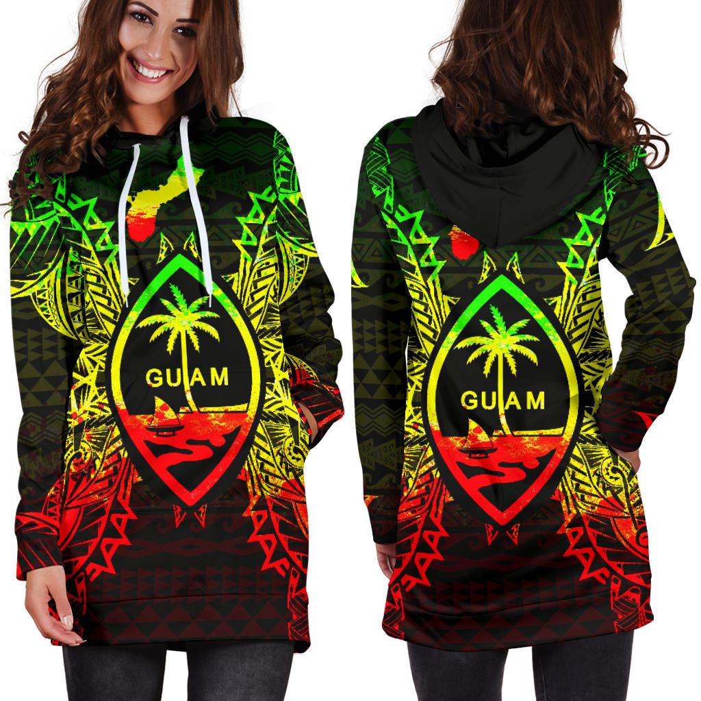 Guam Polynesian Hoodie Dress Map Reggae - Polynesian Pride