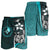 Yap Micronesian Men's Shorts Turquoise - Turtle With Hook - Polynesian Pride