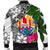 Tahiti Men's Bomber Jacket White - Turtle Plumeria Banana Leaf - Polynesian Pride