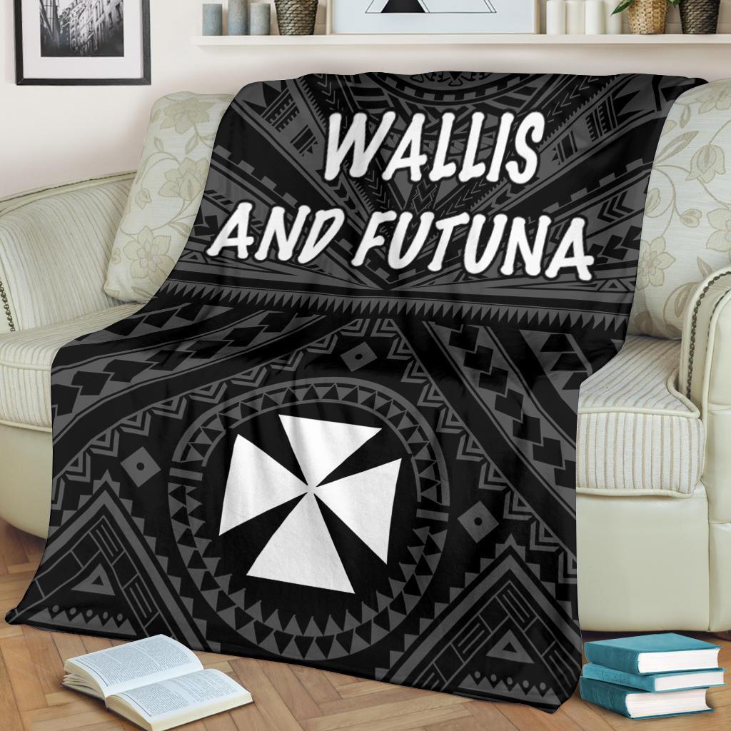 Wallis and Futuna Premium Blanket - Wallis and Futuna Seal With Polynesian Tattoo Style White - Polynesian Pride