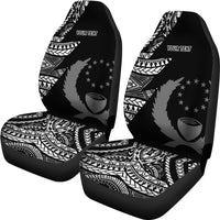 Pohnpei Personalised Custom Car Seat Covers - Micronesian Pattern Flash Black - Polynesian Pride