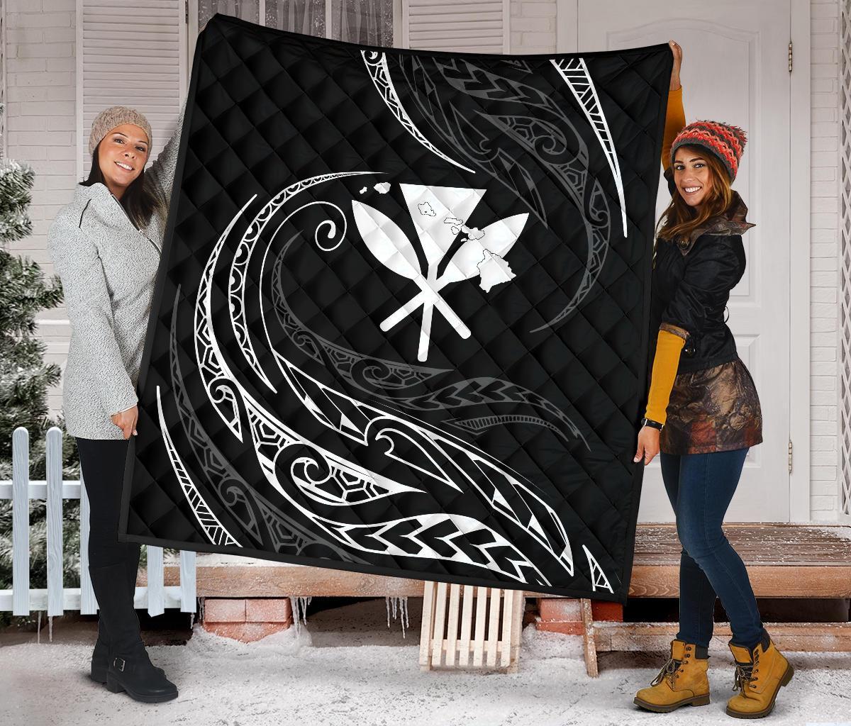 Kanaka Premium Quilt - White - Frida Style Black - Polynesian Pride