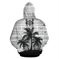 Fiji Tapa Zipper Hoodie Fiji Coat of Arms Coconut Tree Special - Polynesian Pride