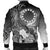 Cook Islands Men's Bomber Jacket - Humpback Whale with Tropical Flowers (White) - Polynesian Pride