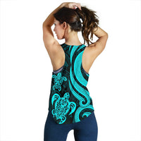 Polynesian Hawaii (Kanaka Maoli) Women Racerback Tank - Turquoise Tentacle Turtle - Polynesian Pride