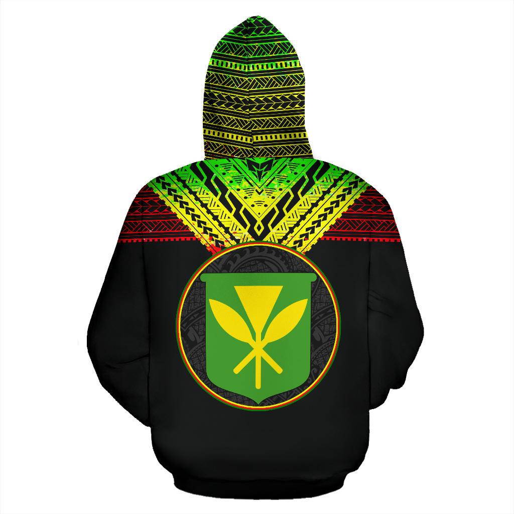 Hawaii Kanaka Maoli All Over Custom Hoodie Reggae Color - Polynesian Pride