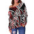 Hawaii Women's Off Shoulder Sweaters - Tribal Flower Special Pattern Red Color - Polynesian Pride