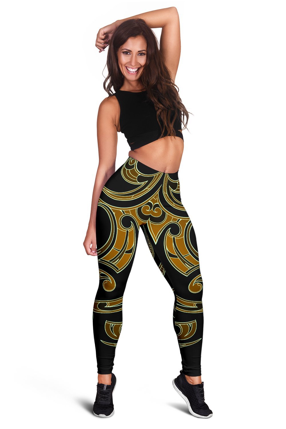 Hawaii Tribal Polynesian Women's Leggings - Gold - Juno Style - AH - Polynesian Pride