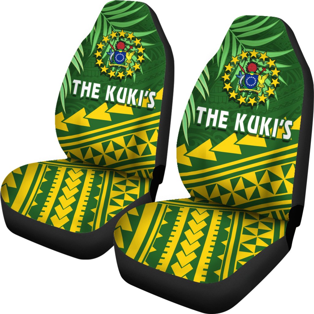 Cook Islands Rugby Car Seat Covers Coconut Leaves - The Kuki's Universal Fit Green - Polynesian Pride