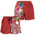 Marshall Islands Polynesian Women's Shorts - Summer Plumeria (Red) - Polynesian Pride