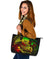 Tahiti Large Leather Tote Bag - Reggae Shark Polynesian Tattoo - Polynesian Pride