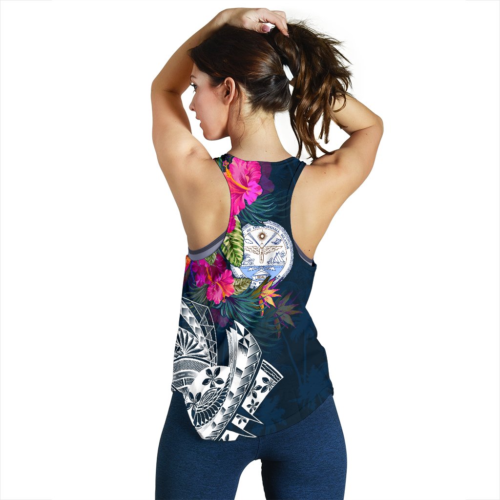Marshall Island Custom Personalised Women's Racerback Tank - Summer Vibes - Polynesian Pride