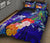 Marshall Islands Quilt Bed Set - Humpback Whale with Tropical Flowers (Blue) - Polynesian Pride