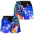 Polynesian Hawaii Women's Shorts - Humpback Whale with Tropical Flowers (Blue) - Polynesian Pride