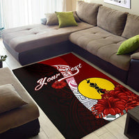 New Caledonia Polynesian Custom Personalised Area Rug - Coat Of Arm With Hibiscus - Polynesian Pride