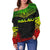 Palau Polynesian Chief Women's Off Shoulder Sweater - Reggae Version - Polynesian Pride