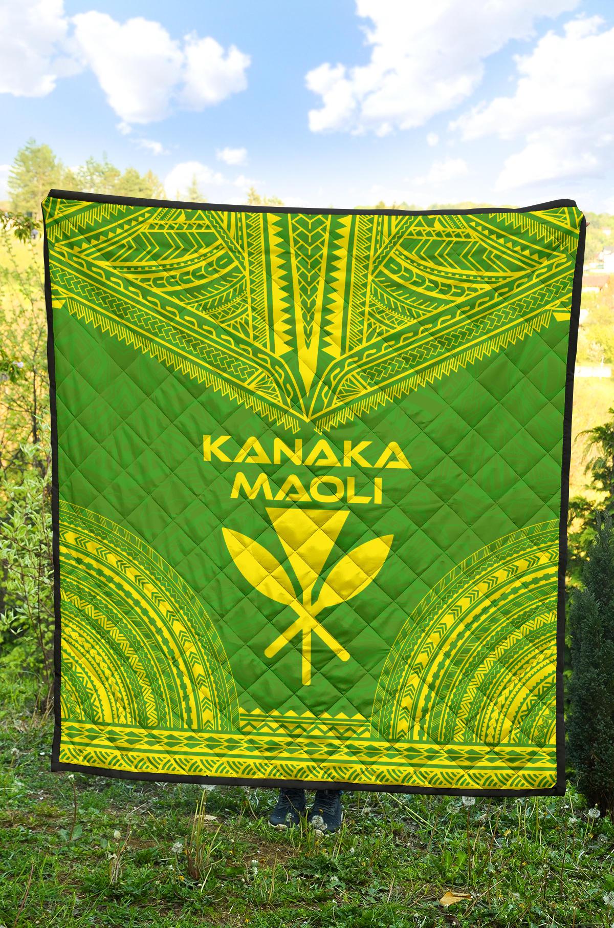 Hawaii Premium Quilt - Kanaka Maoli Polynesian Chief Green Version - Polynesian Pride