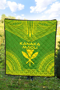 Hawaii Premium Quilt - Kanaka Maoli Polynesian Chief Green Version - Polynesian Pride