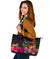 Guam Polynesian Large Leather Tote Bag - Summer Hibiscus - Polynesian Pride