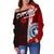 Northern Mariana Islands Polynesian Women's Off Shoulder Sweater - Coat Of Arm With Hibiscus - Polynesian Pride