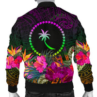Chuuk Men's Bomber Jacket - Summer Hibiscus - Polynesian Pride
