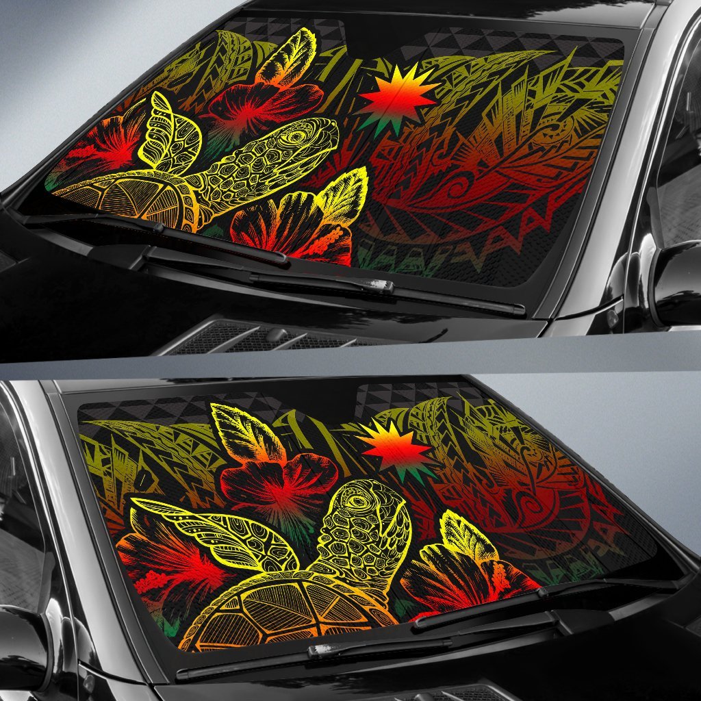 Nauru Auto Sun Shades Turtle Hibiscus Reggae - Polynesian Pride