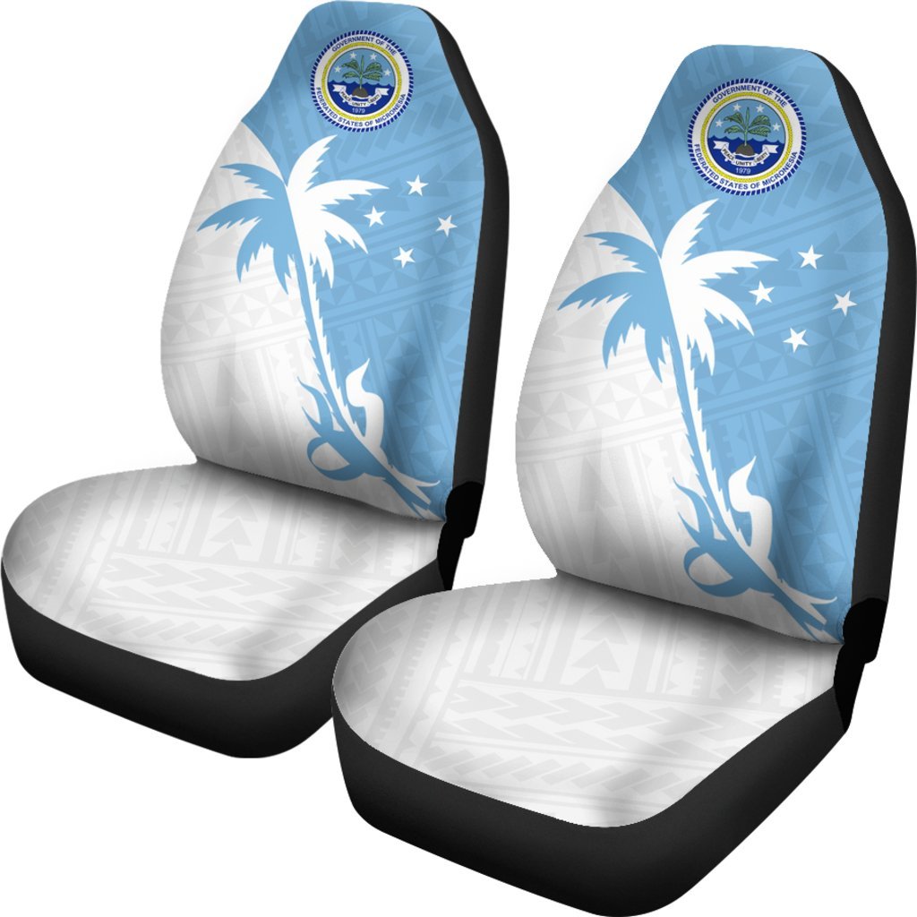 Federated States Of Micronesia Car Seat Covers - Federated States Of Micronesia Seal Coconut - K4 Universal Fit Black - Polynesian Pride