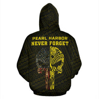 Polynesian Kakau Skull National Pearl Harbor Remembrance Day Hawaii Zip Hoodie Yellow - Polynesian Pride