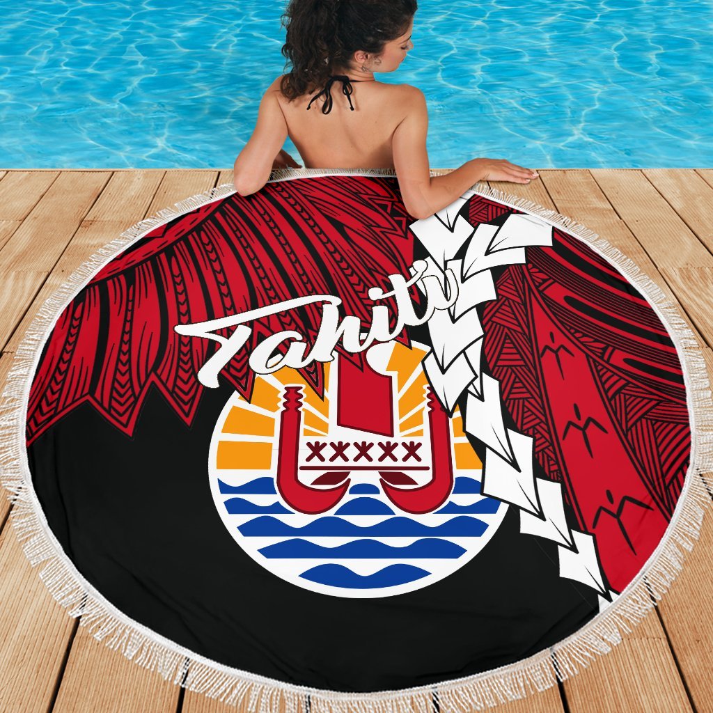 Tahiti Polynesian Beach Blanket - Tribal Wave Tattoo Flag Style - Polynesian Pride