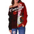 Vanuatu Polynesian Women's Off Shoulder Sweater - Coat Of Arm With Hibiscus - Polynesian Pride