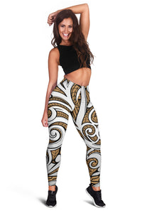 Polynesian Maori Ethnic Ornament Gold Hawaii Women's Leggings AH - Polynesian Pride