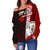 Niue Polynesian Women's Off Shoulder Sweater - Coat Of Arm With Hibiscus - Polynesian Pride