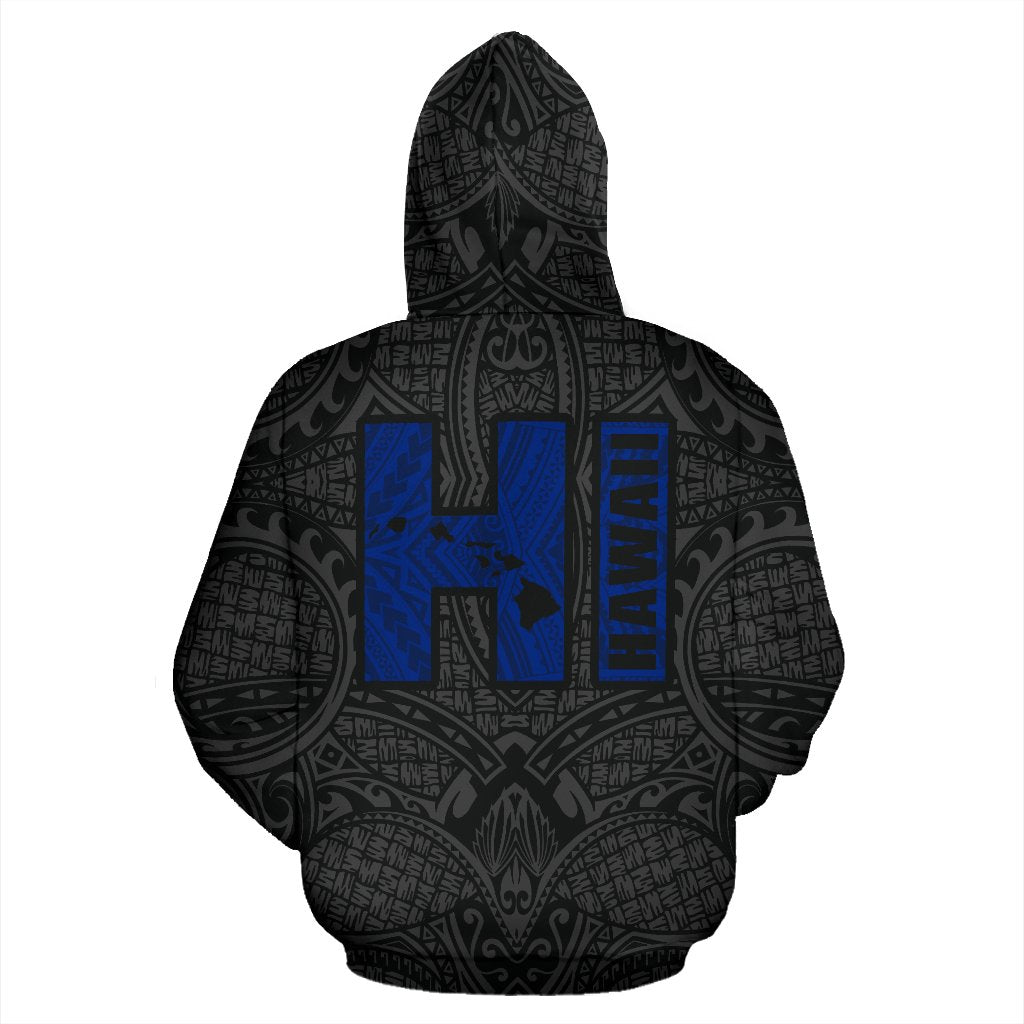 Polynesian Suffer Kanaka Warrior Hawaii Zip Hoodie Blue - Polynesian Pride