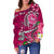 Tahiti Custom Personalised Women's Off Shoulder Sweater - Turtle Plumeria (Pink) - Polynesian Pride