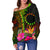 Cook Islands Polynesian Women's Off Shoulder Sweater - Hibiscus and Banana Leaves - Polynesian Pride