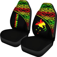 Papua New Guinea Custom Personalised Car Seat Covers - Papua New Guinea FLag Polynesian Reggae Curve - Polynesian Pride