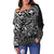 Polynesian Hawaii (Kanaka Maoli) Off Shoulder Sweater - White Turtle Hibiscus Flowing - Polynesian Pride