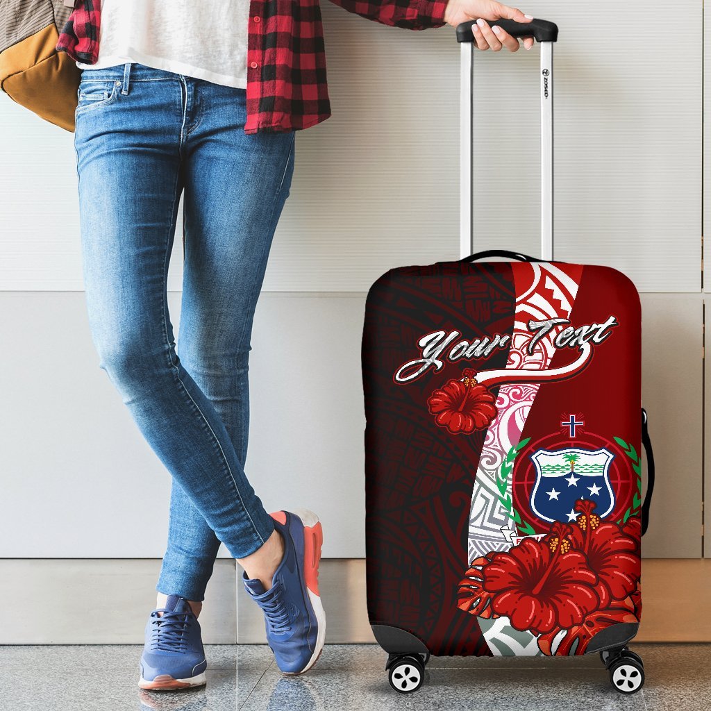 Samoa Polynesian Custom Personalised Luggage Covers - Coat Of Arm With Hibiscus - Polynesian Pride