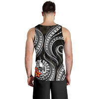 Tahiti Polynesian Men Tank Top - White Plumeria - Polynesian Pride