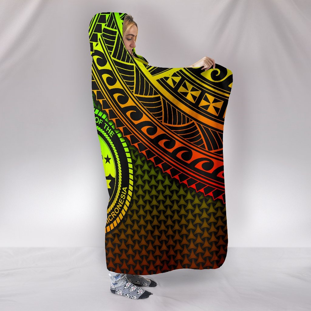 Polynesian Federated States of Micronesia Personalised Hooded Blankets - Reggae Vintage Polynesian Patterns - Polynesian Pride