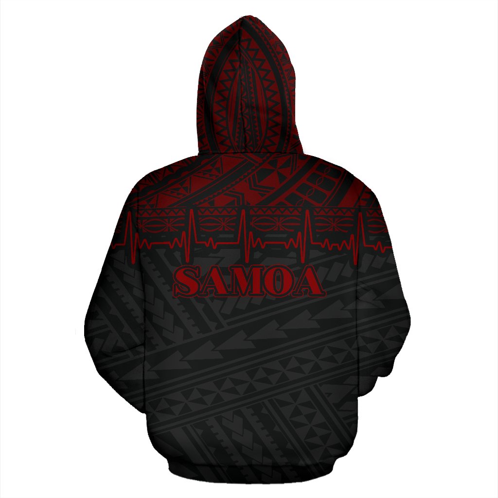 Samoa Polynesian All Over Zip up Hoodie Red Heartbeat Style - Polynesian Pride