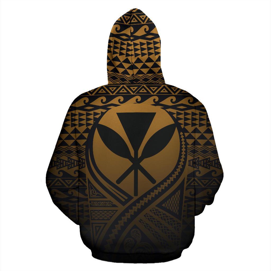 Kanaka Maoli All Over Zip up Hoodie Lift up Gold - Polynesian Pride