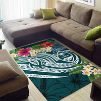 Guam Polynesian Area Rug - Summer Plumeria (Turquoise) - Polynesian Pride