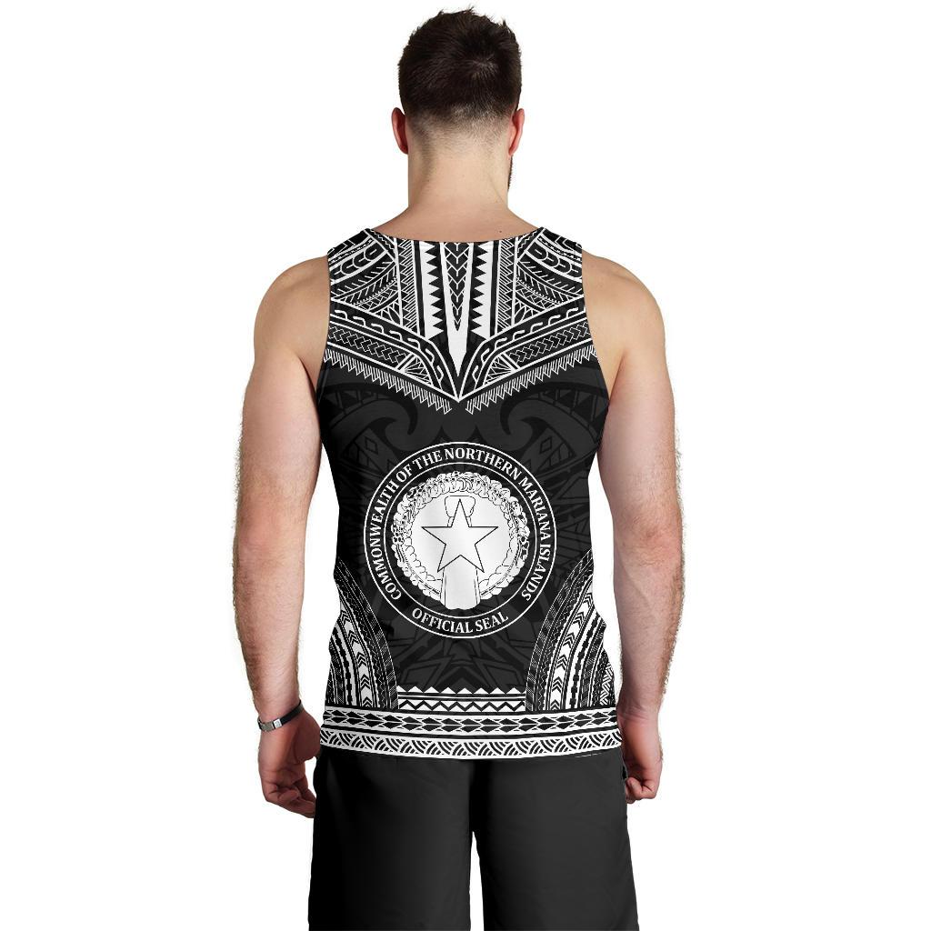 Northern Mariana Islands Men's Tank Top - Polynesian Chief Black Version - Polynesian Pride