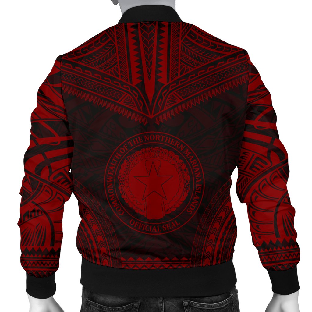 Northern Mariana Islands Polynesian Chief Men's Bomber Jacket - Red Version - Polynesian Pride