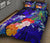 Tonga Custom Personalised Quilt Bed Set - Humpback Whale with Tropical Flowers (Blue) - Polynesian Pride